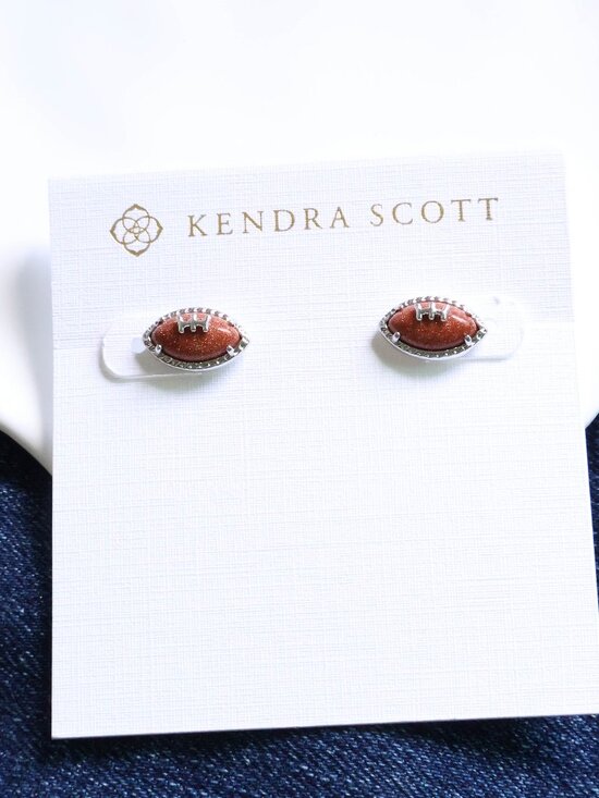 Kendra Scott Jewelry - Kendra Scott Orange Goldstone Silver Stud Earrings - Football